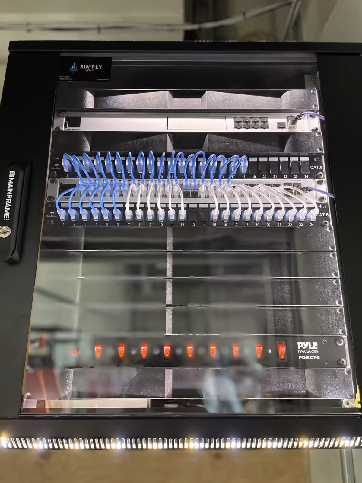Fiber termination panel with labeled connections